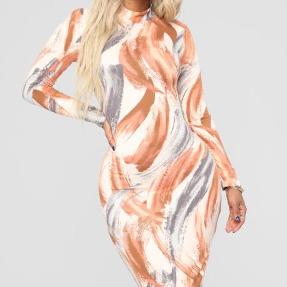 Work Of Art Midi Dress - Nude
